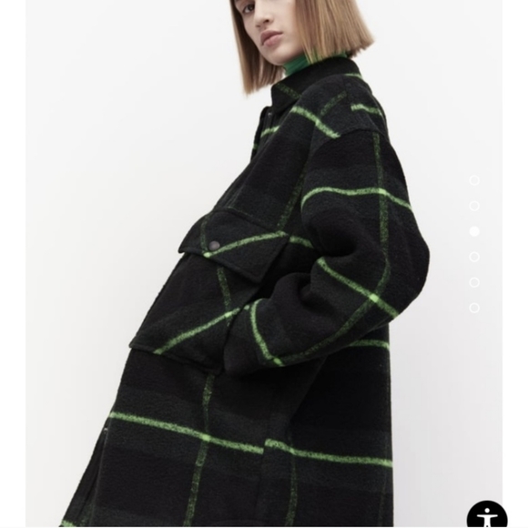 ZARA GREEN PLAID PADDED OVERSHIRT QUILTED BUTTON FRONT JACKET WOMENS - Picture 6 of 6